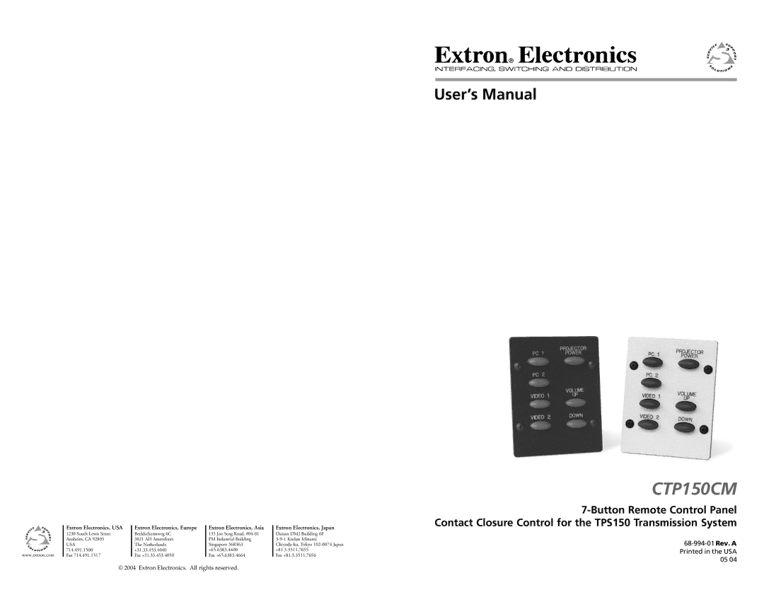 Extron electronic CTP150CM user manual 