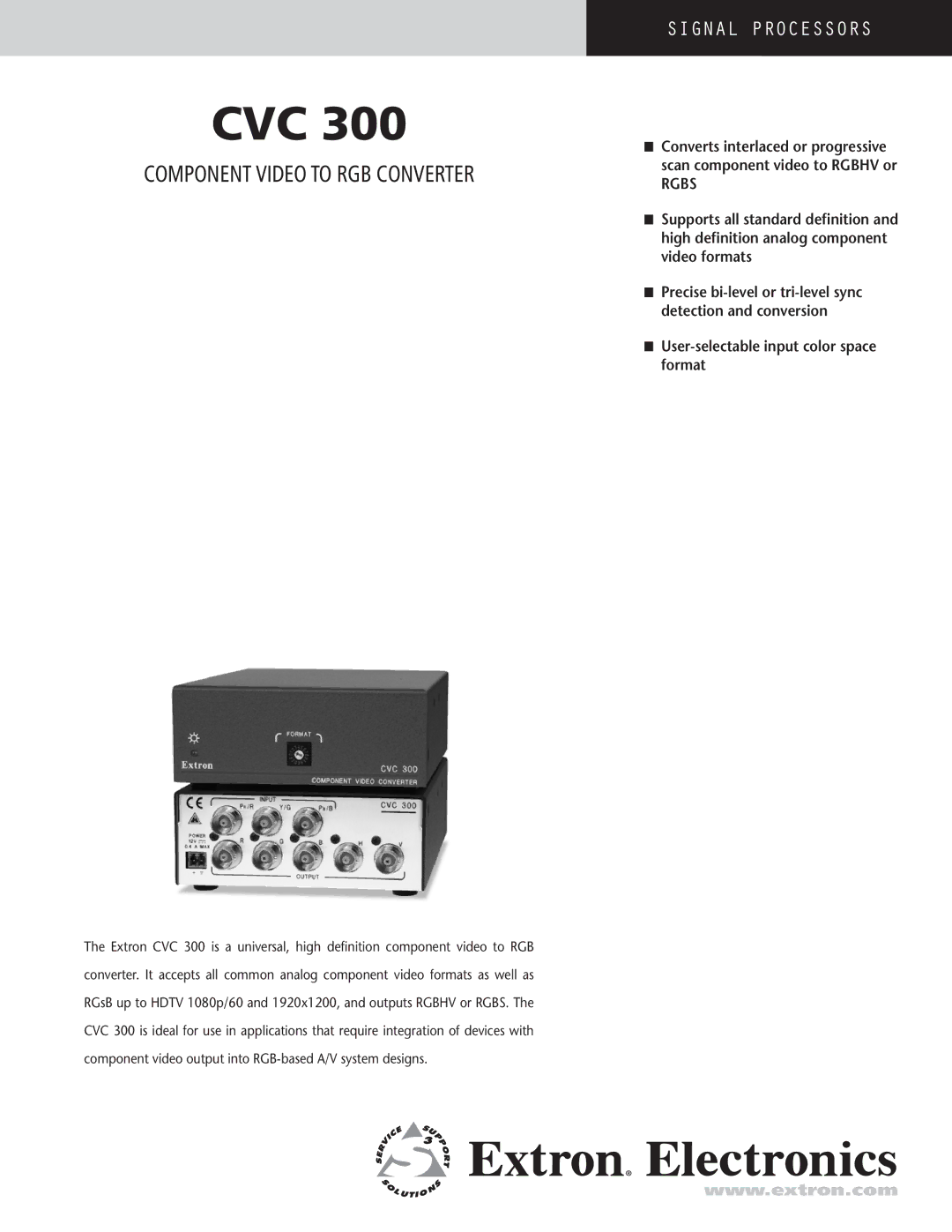 Extron electronic CVC 300 manual Cvc, Component Video to RGB Converter 