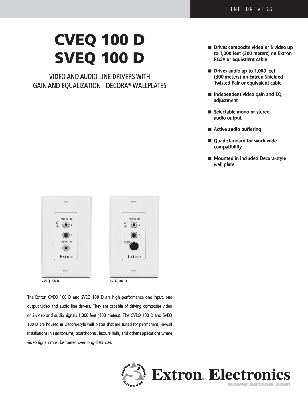 Extron electronic CVEQ 100 D manual video and audio line drivers with, gain and equalization - Decora wallplates 