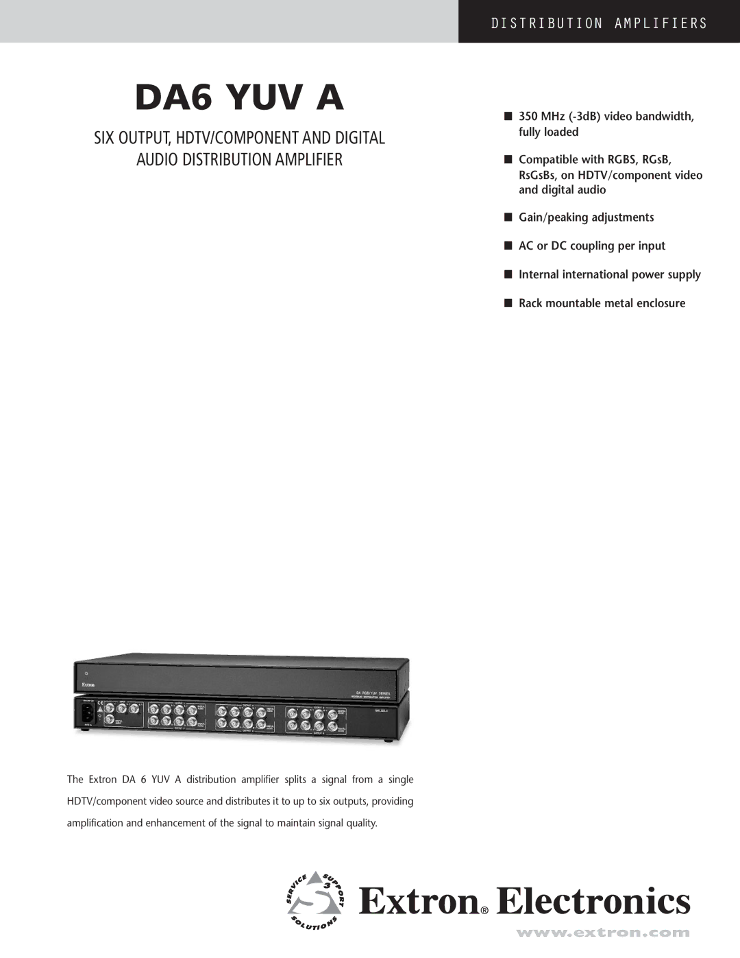 Extron electronic DA6 YUV A manual DA6 YUV a 