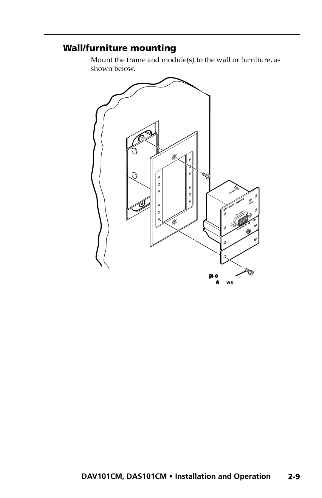 Extron electronic DAS101CM Series, DAV101CM Series user manual Wall/furniture mounting 