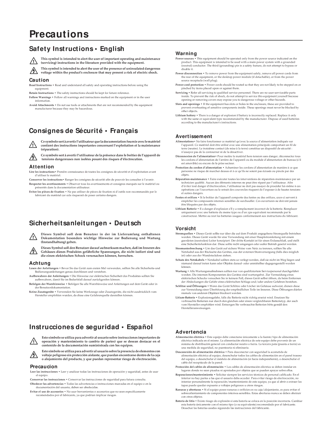 Extron electronic DDS 402 Safety Instructions English, Consignes de Sécurité Français, Sicherheitsanleitungen Deutsch 