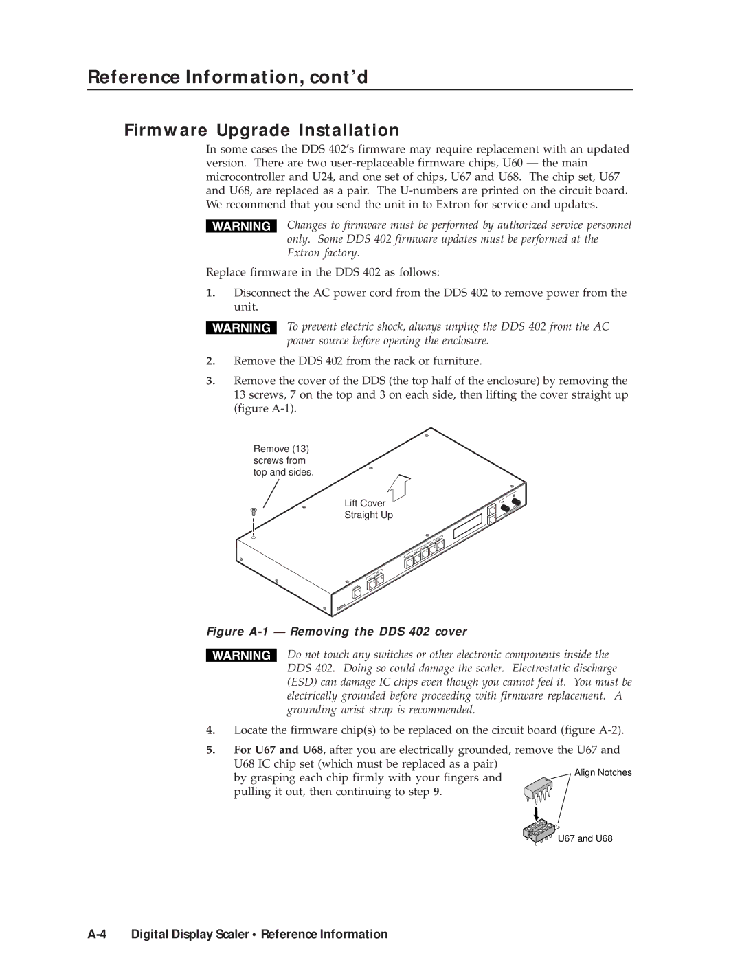 Extron electronic DDS 402 manual Reference Information, cont’d, Firmware Upgrade Installation 