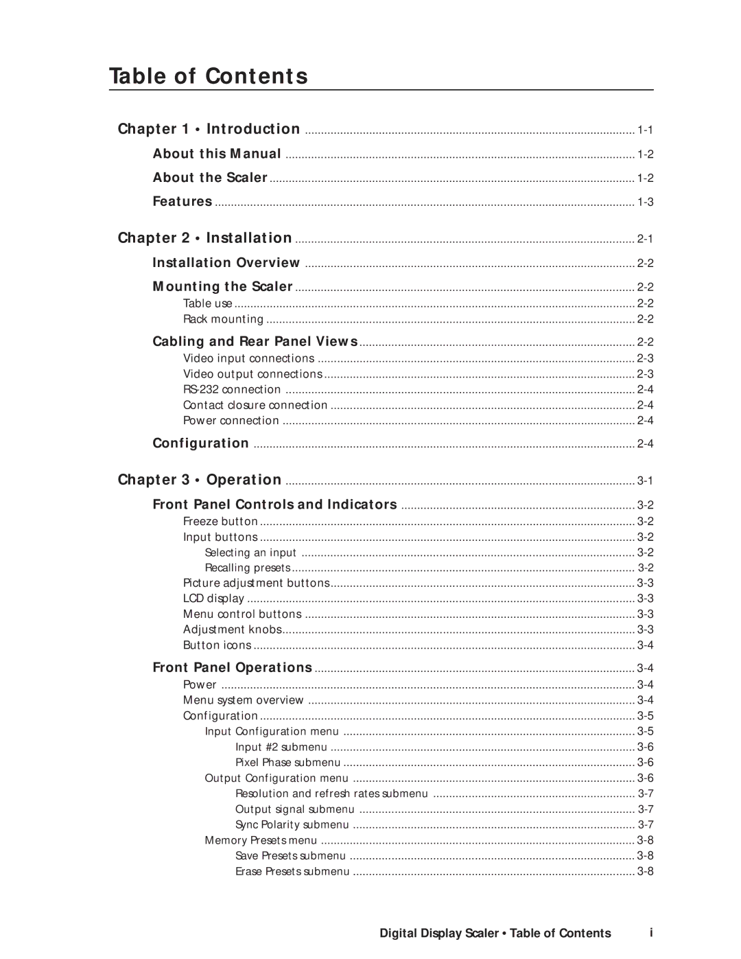 Extron electronic DDS 402 manual Table of Contents 