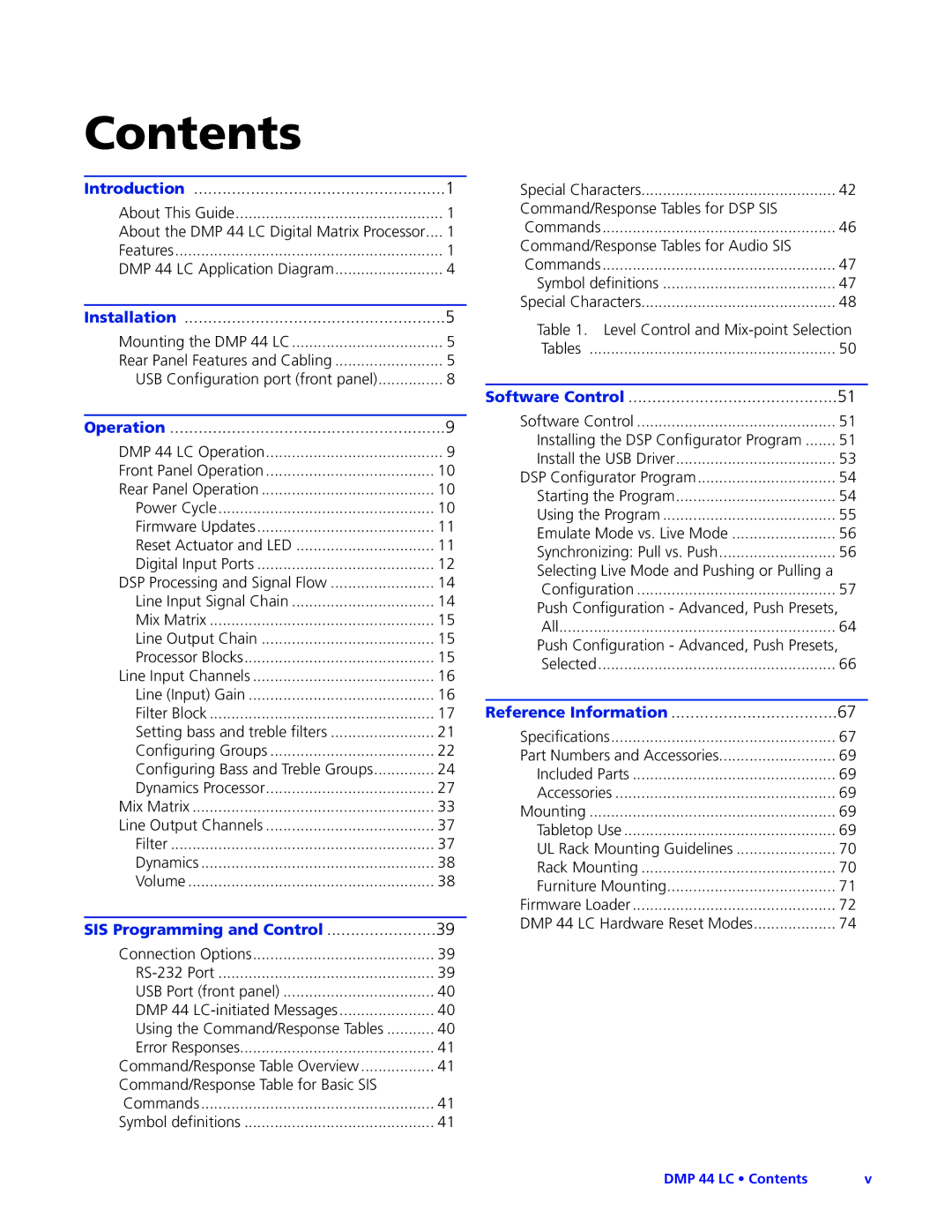 Extron electronic DMP 44 LC manual Contents 