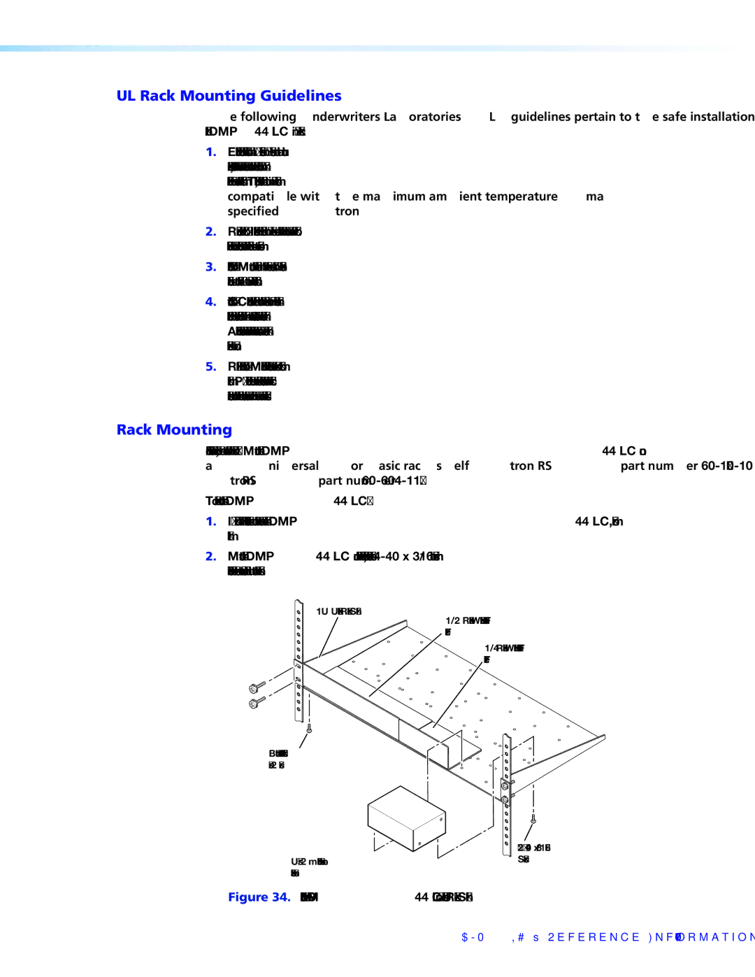 Extron electronic DMP 44 LC manual UL Rack Mounting Guidelines 