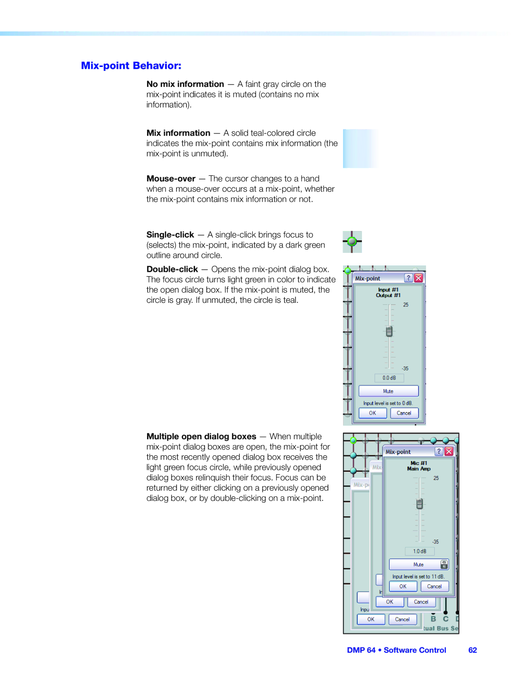 Extron electronic DMP 64 manual Mix-point Behavior 