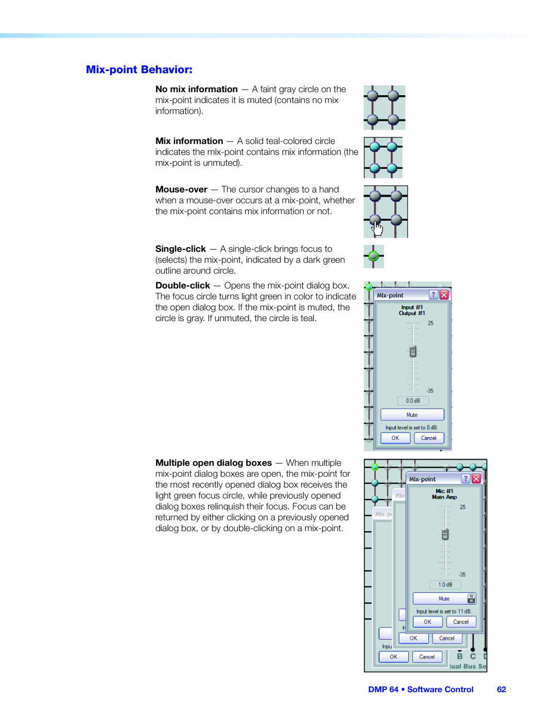 Extron electronic manual Mix-pointBehavior, DMP 64 • Software Control 