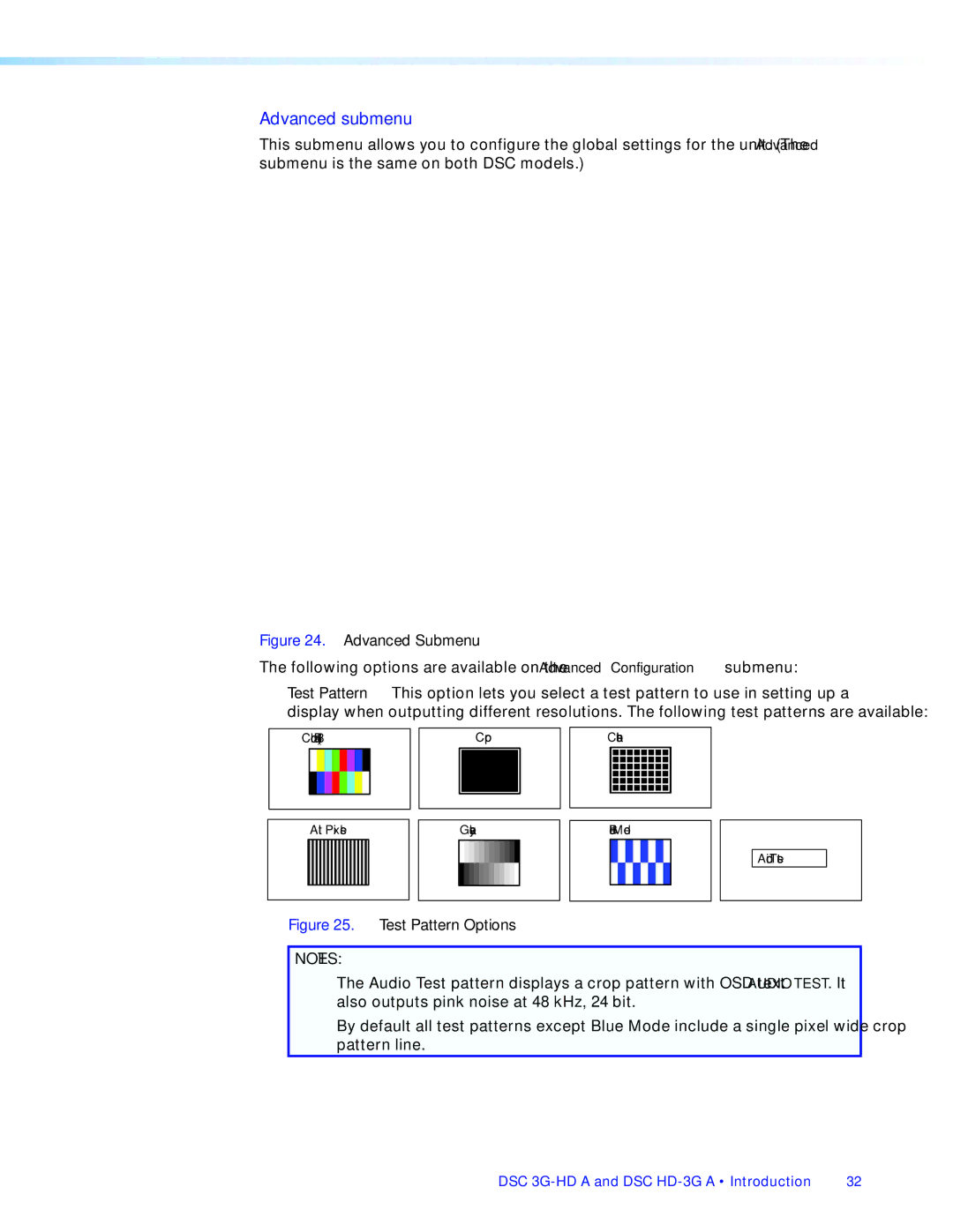 Extron electronic DSC HD-3G A, DSC 3G-HD A manual Advanced submenu, Advanced Submenu 