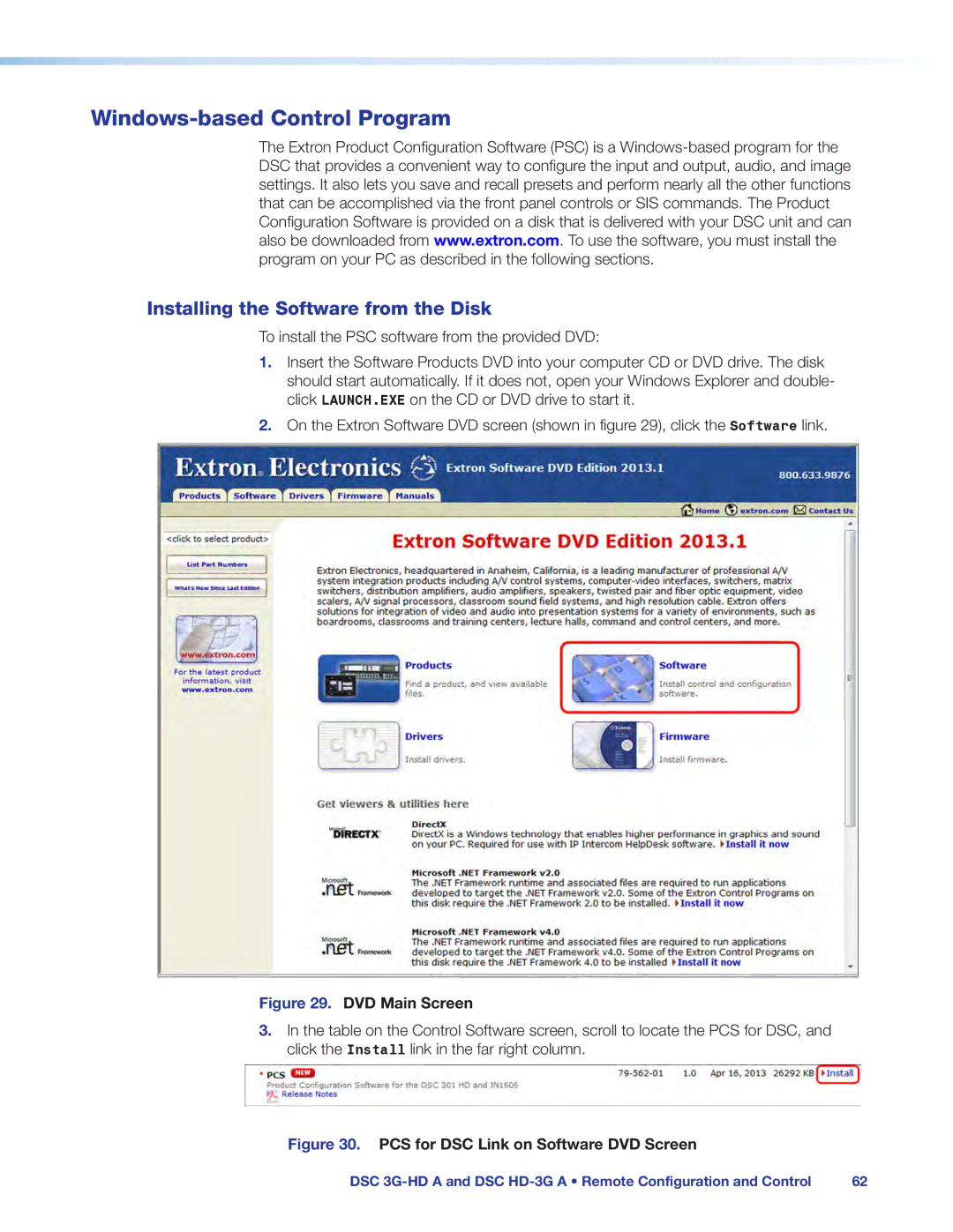 Extron electronic DSC HD-3G A, DSC 3G-HD A manual Windows-based Control Program, Installing the Software from the Disk 