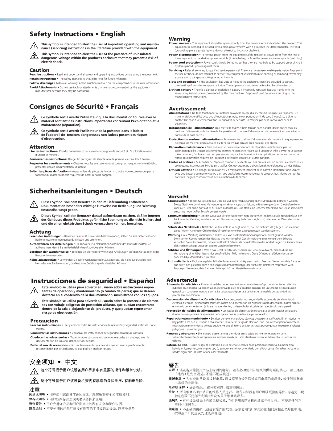 Extron electronic DTP DVI 301 manual Safety Instructions English 