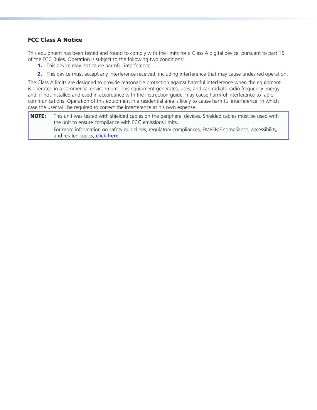 Extron electronic DTP DVI 301 manual FCC Class a Notice 