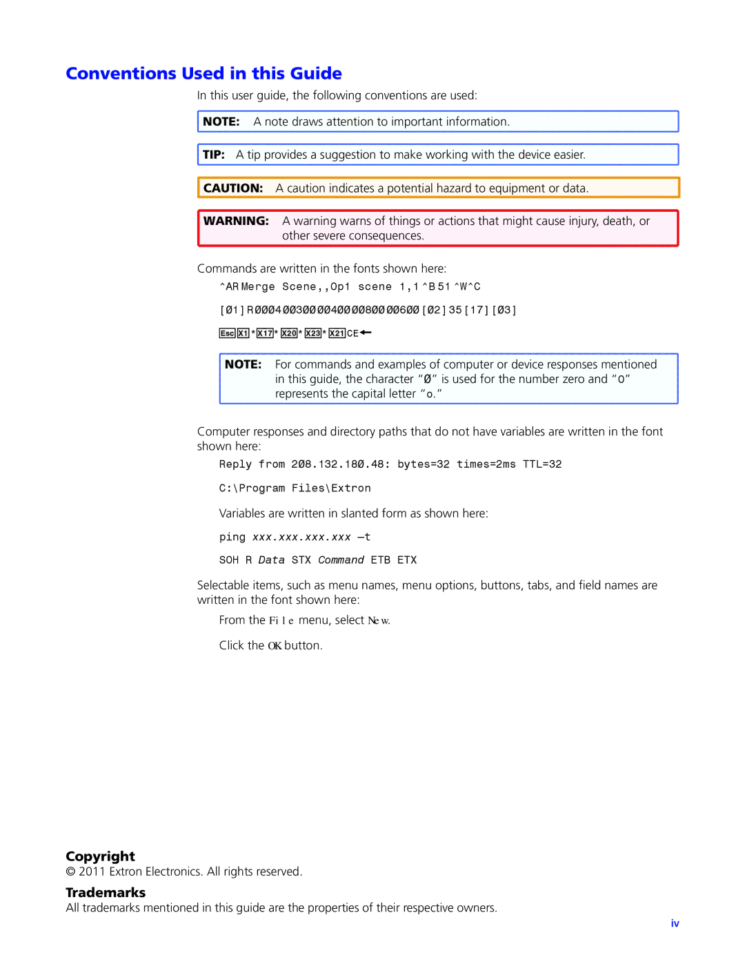 Extron electronic DVC501SD manual Conventions Used in this Guide 