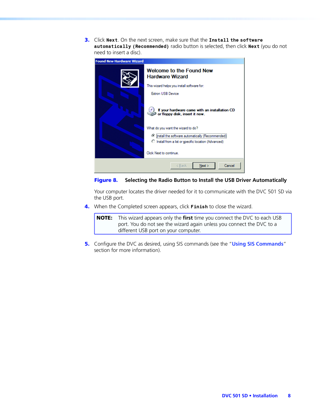 Extron electronic DVC501SD manual DVC 501 SD Installation 