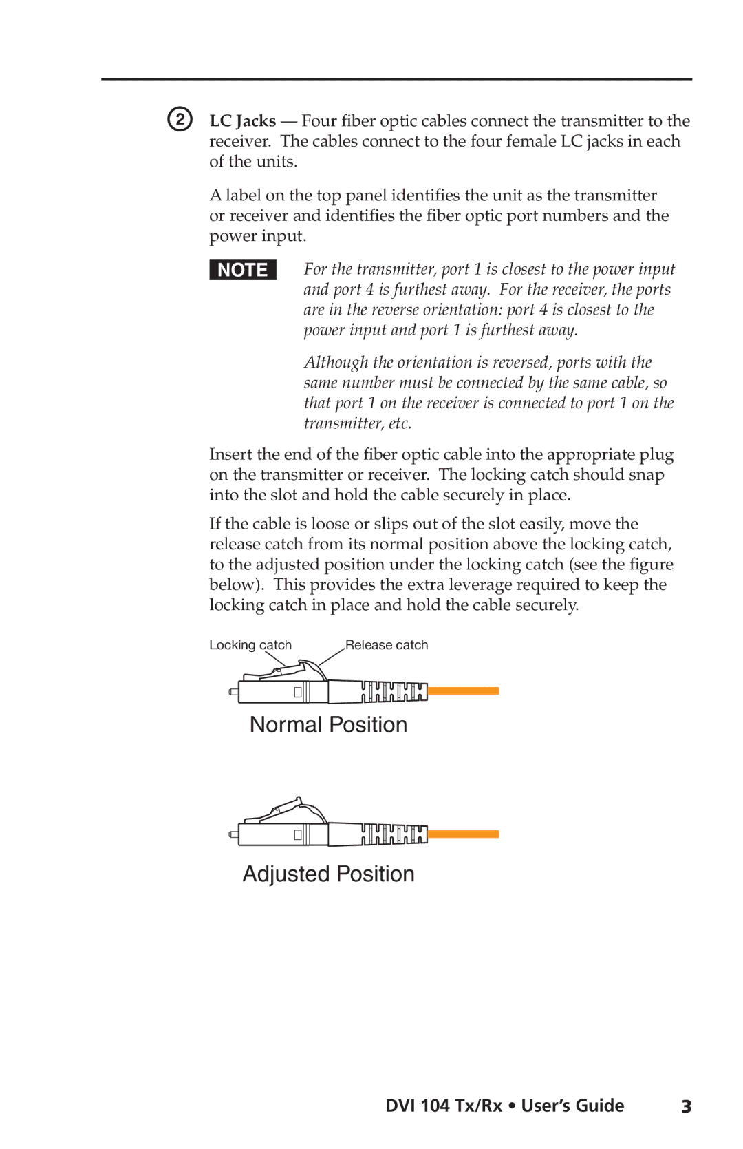 Extron electronic DVI 104 Tx/Rx manual Normal Position Adjusted Position 