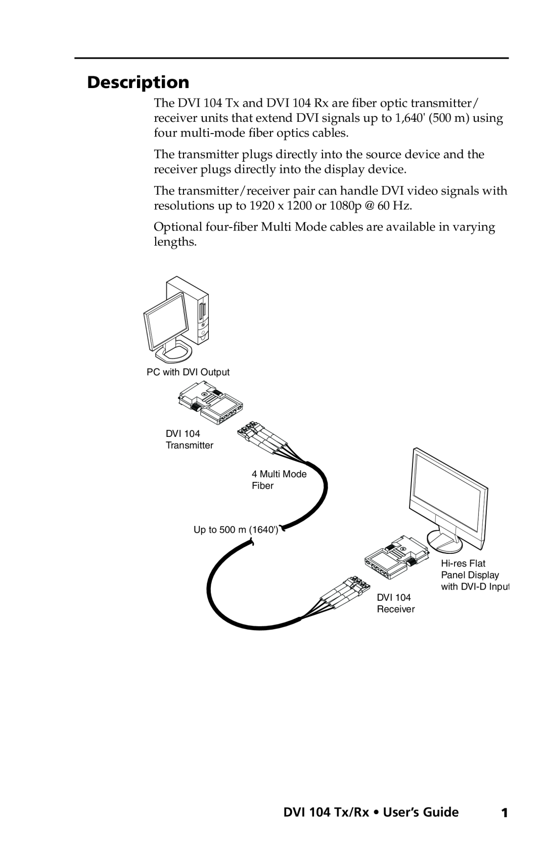 Extron electronic manual Description, DVI 104 Tx/Rx User’s Guide 