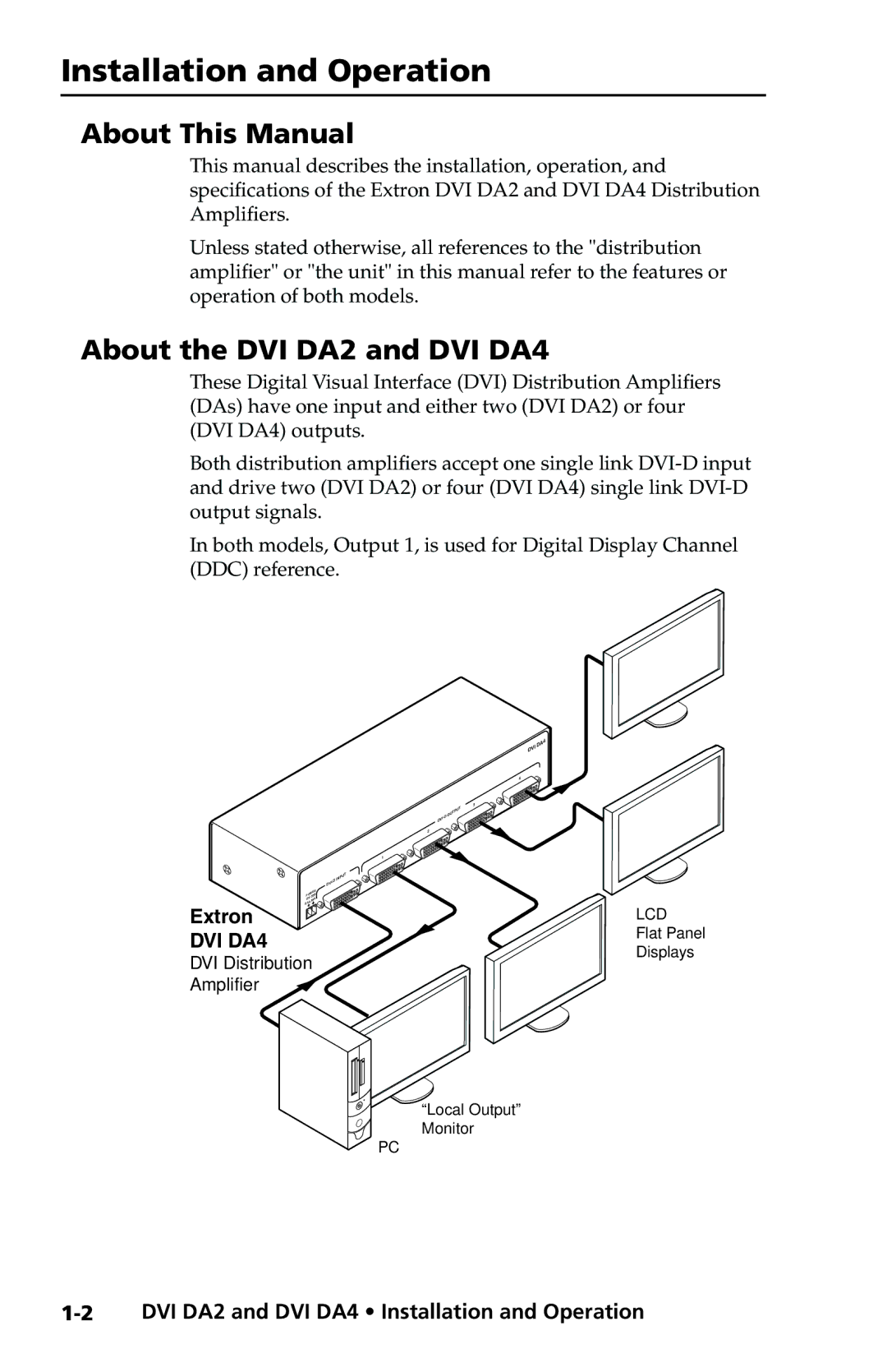 Extron electronic user manual About This Manual, About the DVI DA2 and DVI DA4 