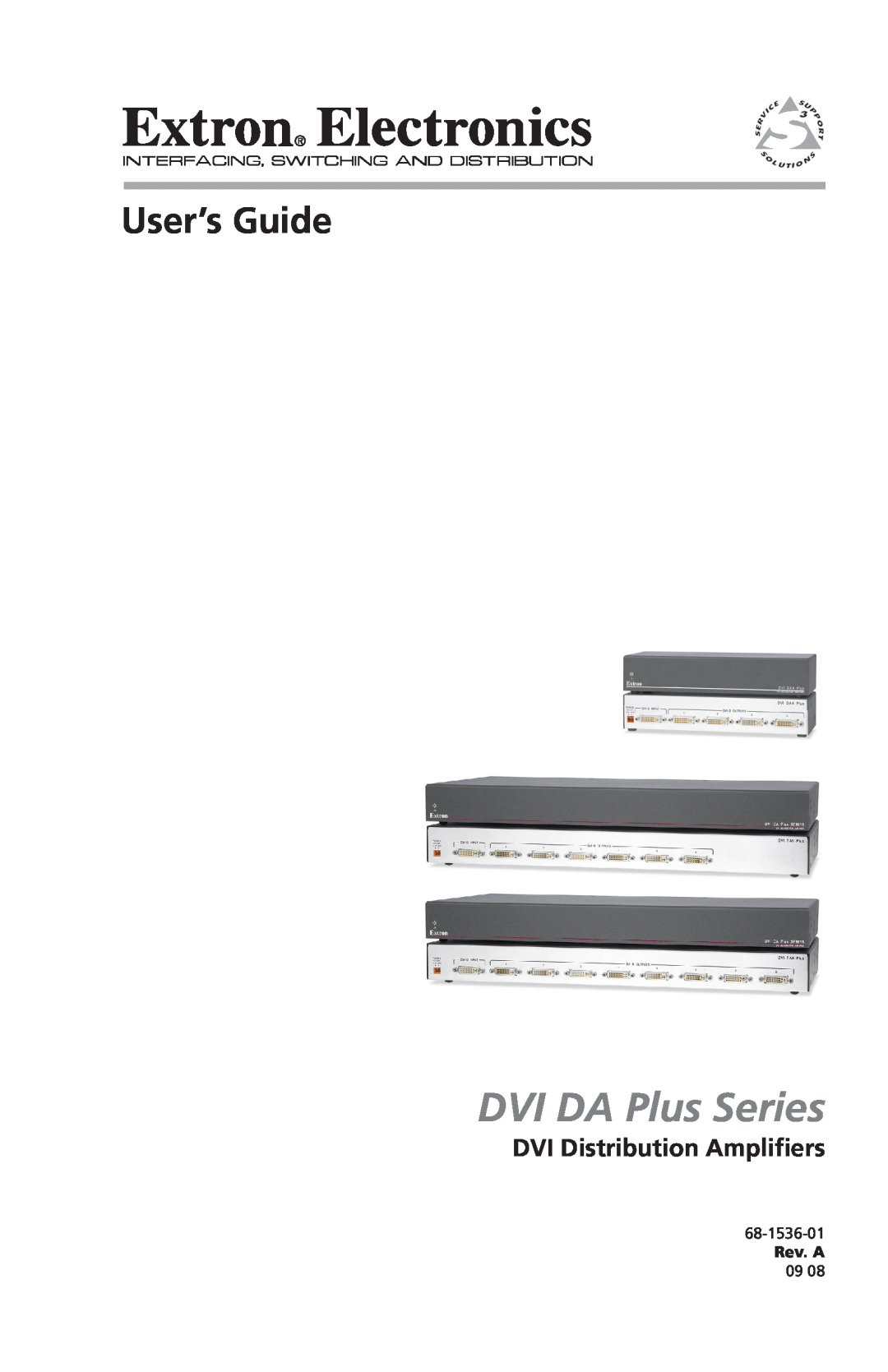 Extron electronic DVI DA8 Plus manual DVI Distribution Amplifiers, DVI DA Plus Series, User’s Guide, 68-1536-01, Rev. A 