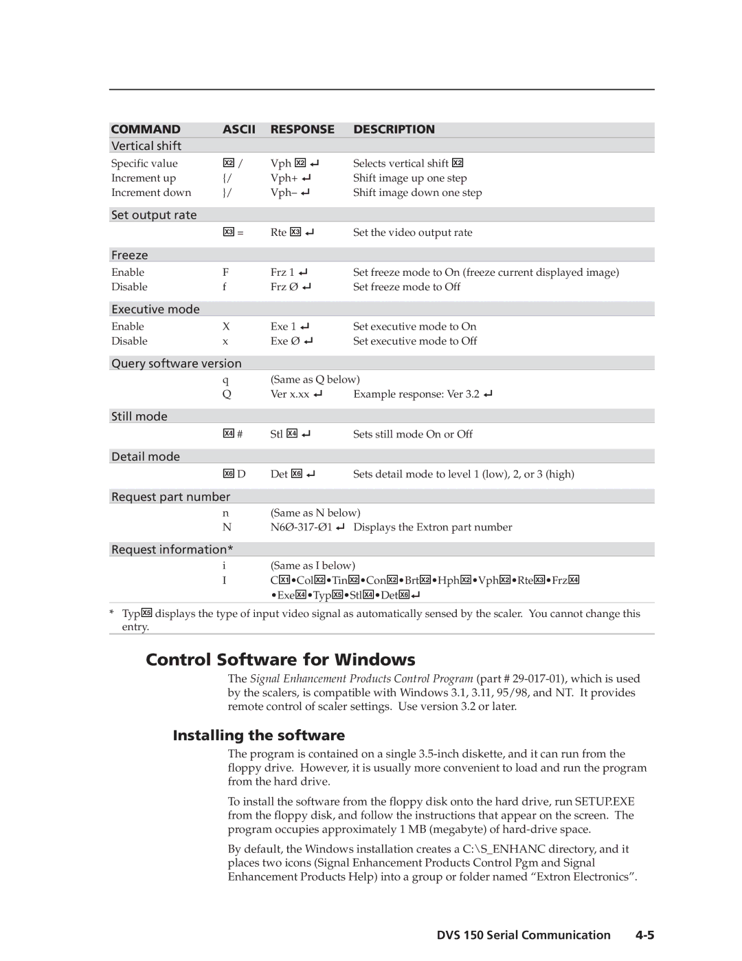 Extron electronic DVS 150 manual Control Software for Windows, Installing the software 