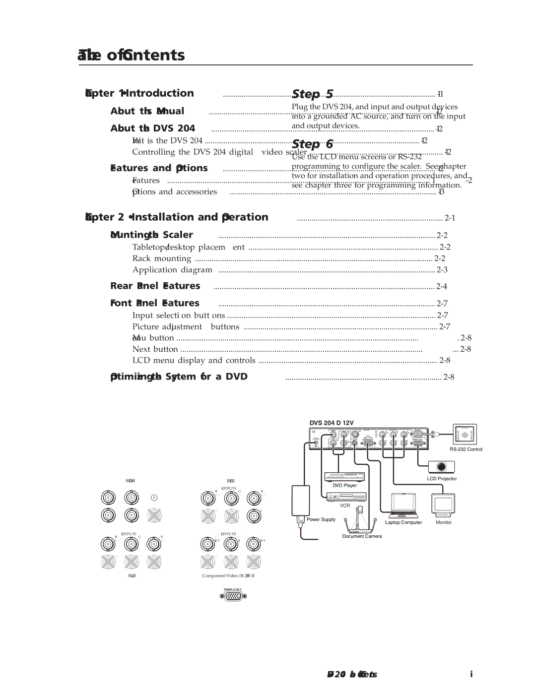 Extron electronic DVS 204 D 12V, DVS 204 12V manual Table of Contents 