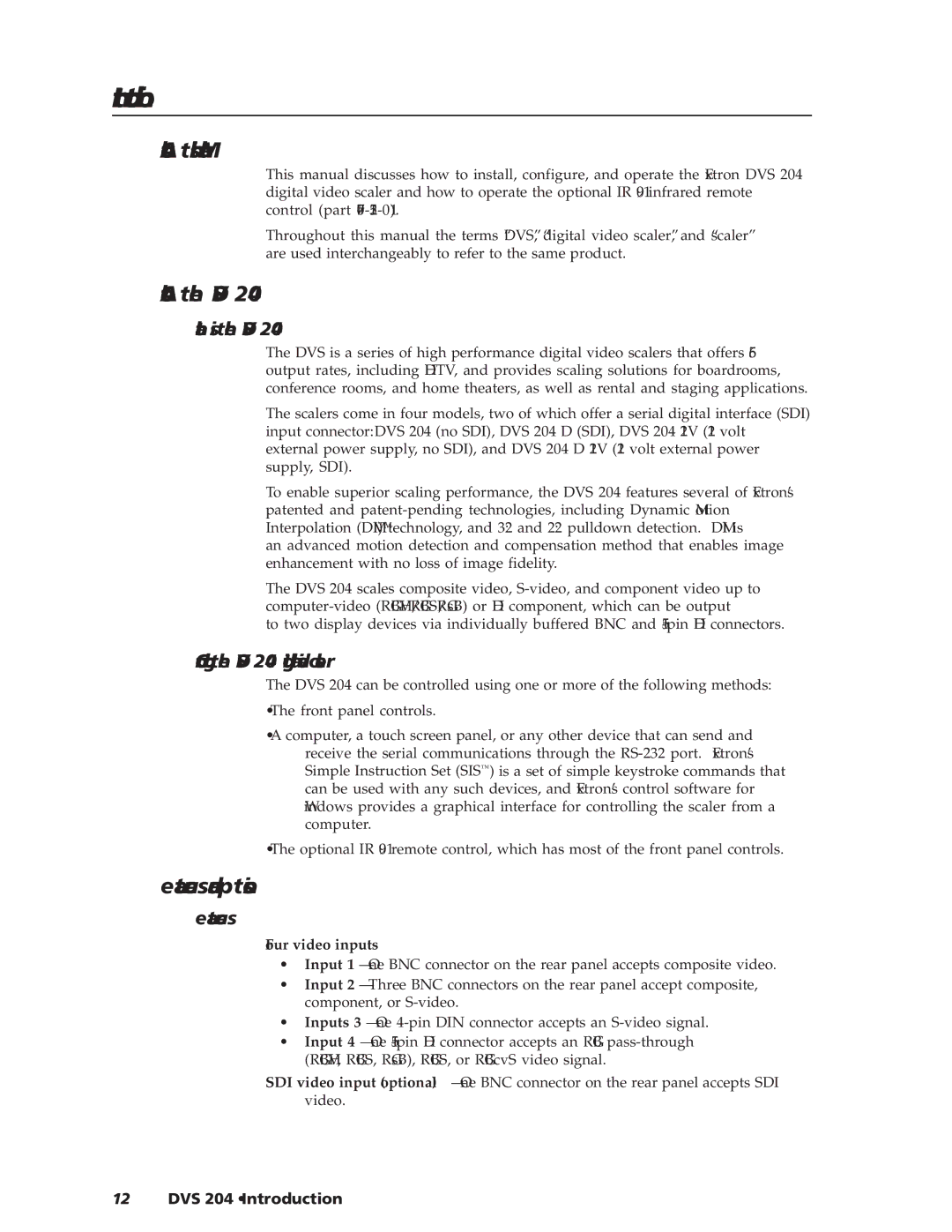 Extron electronic DVS 204 D 12V, DVS 204 12V manual About this Manual, About the DVS, Features and Options 