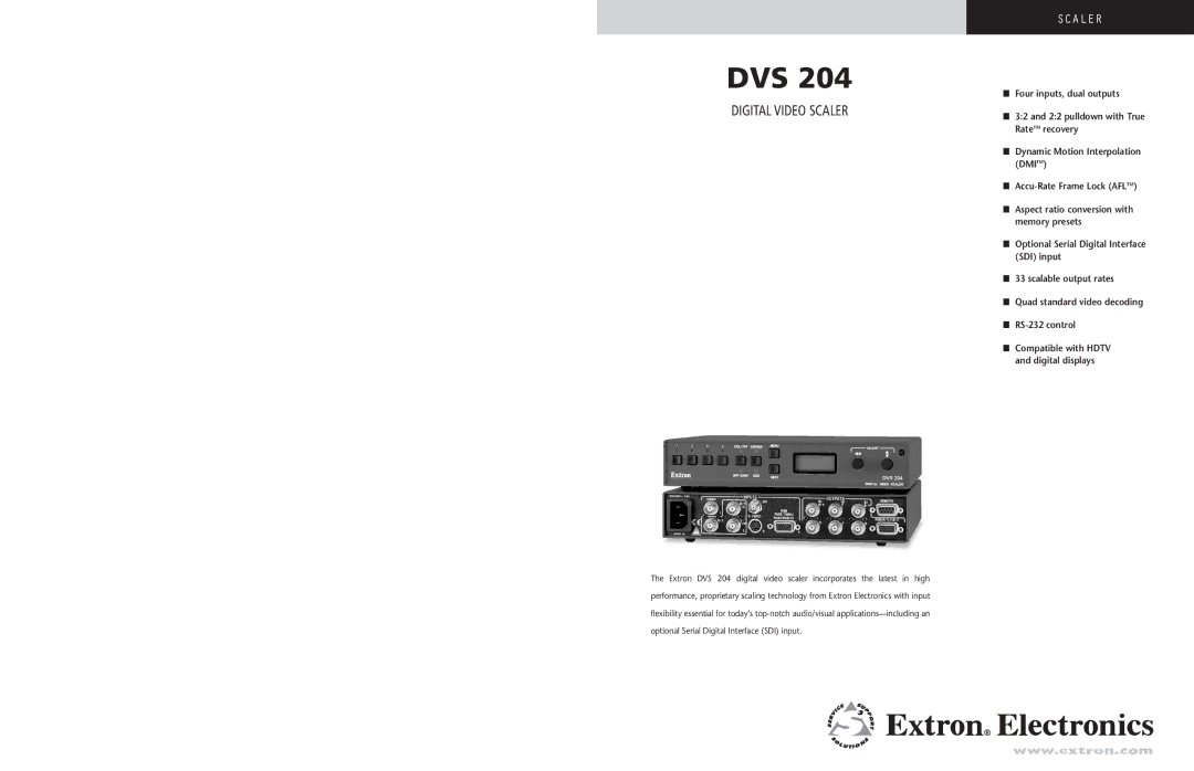 Extron electronic DVS 204 manual Dvs 