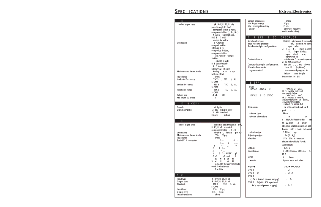 Extron electronic manual Descriptionfeatures, Features, DVS 204 digital video scaler is housed in a rack mountable 