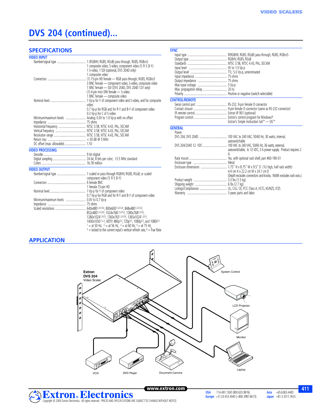 Extron electronic 60-442-11, DVS 204D, 60-442-02, 60-442-01, 60-442-12 specifications Specifications, Application 