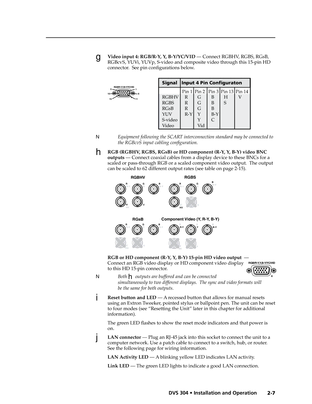 Extron electronic DVS 304 AD, DVS 304 D manual Both H outputs are buffered and can be connected 