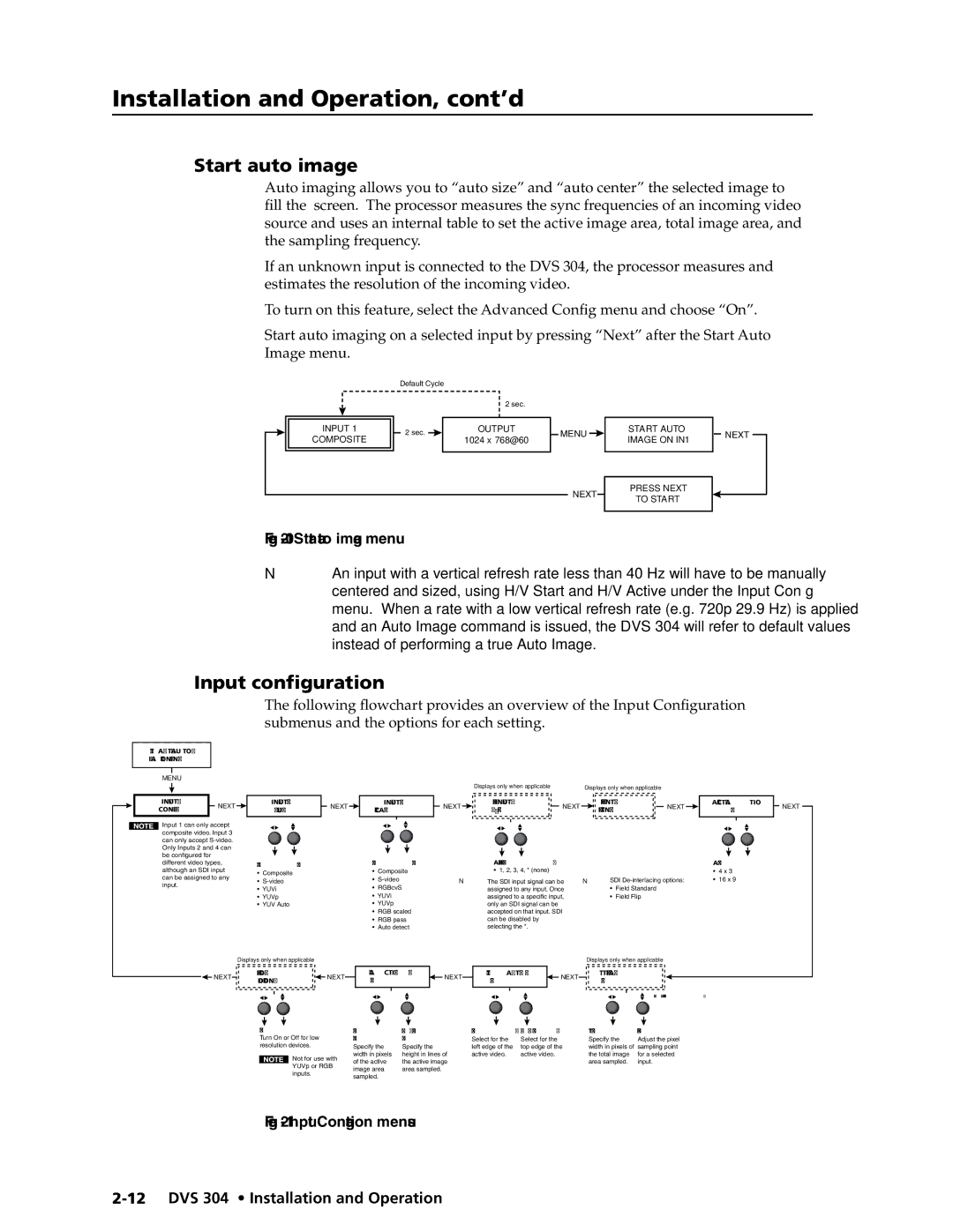 Extron electronic DVS 304 AD, DVS 304 D manual Start auto image, Input configuration 