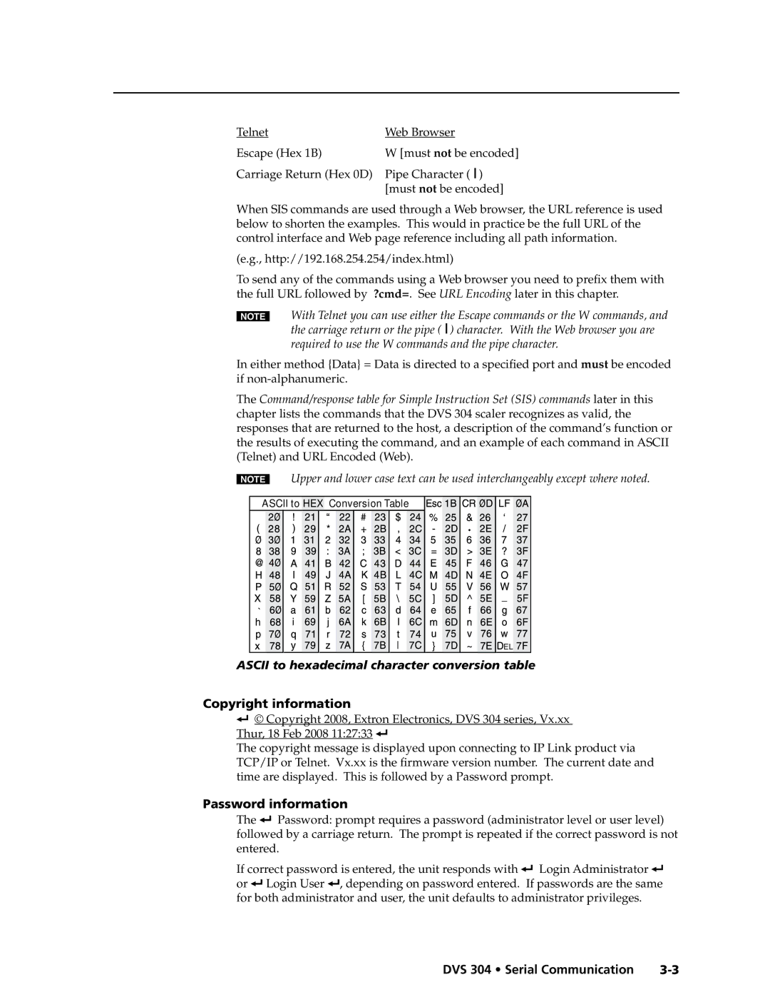 Extron electronic DVS 304 AD, DVS 304 D manual Copyright information, Password information 