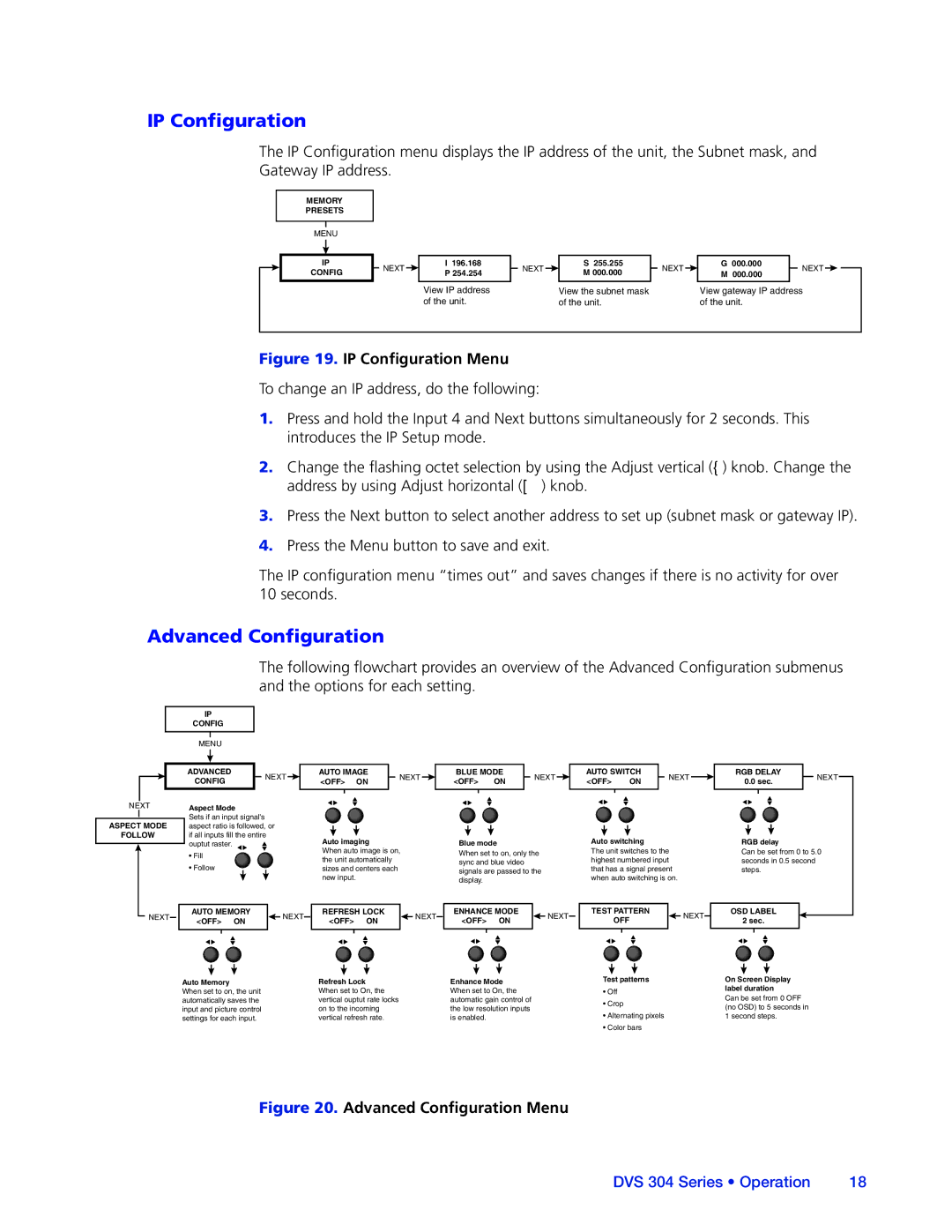 Extron electronic DVS 304 manual IP Configuration, Advanced Configuration 