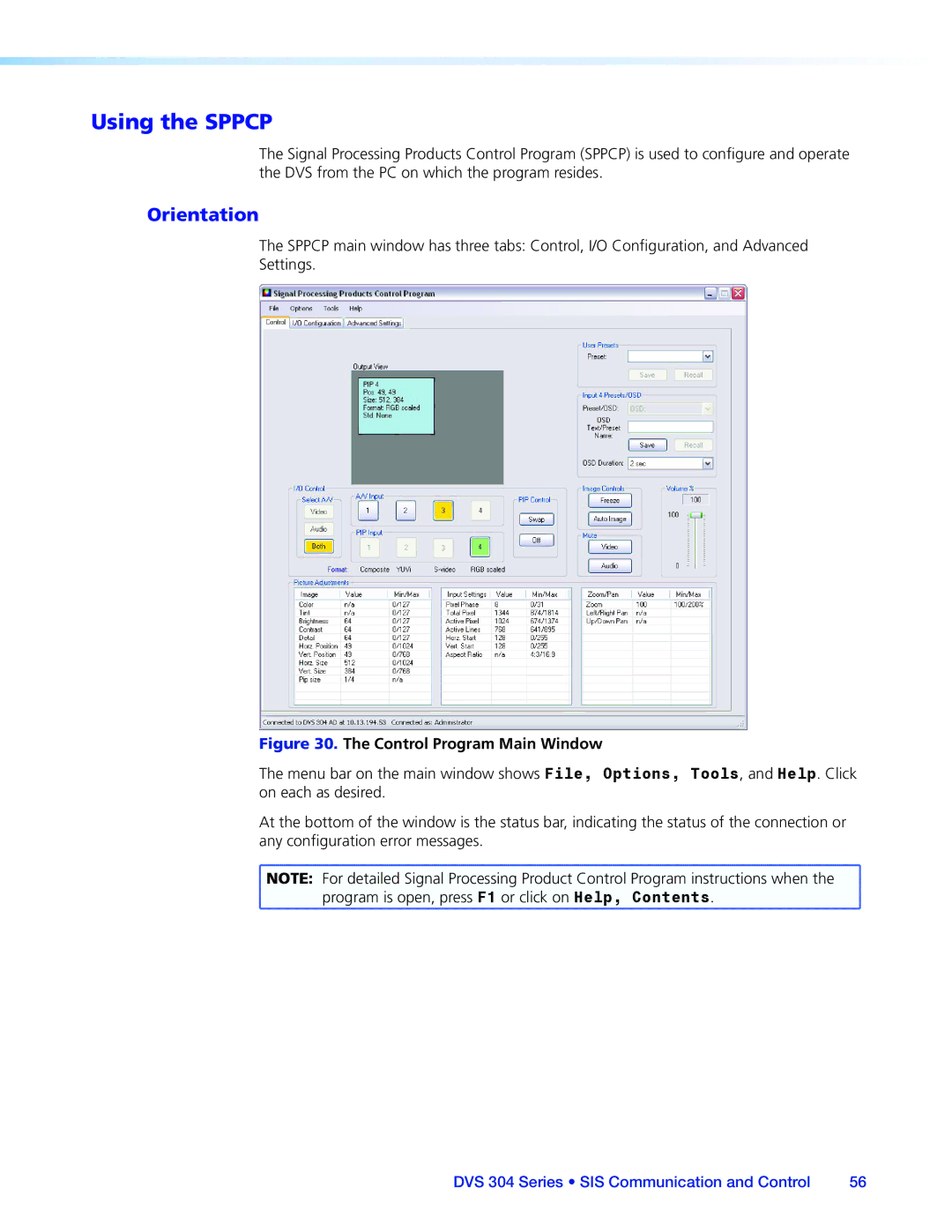 Extron electronic DVS 304 manual Using the Sppcp, Orientation 