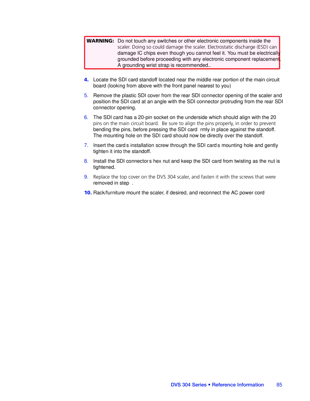 Extron electronic manual DVS 304 Series Reference Information 