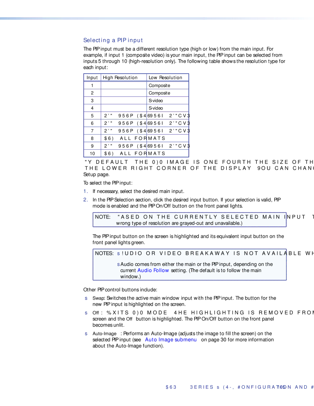 Extron electronic DVS 510 SA manual Selecting a PIP input 