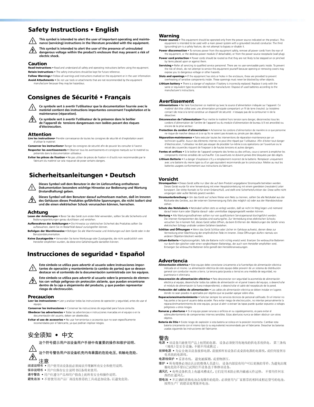 Extron electronic DVS 510 SA manual Safety Instructions English 