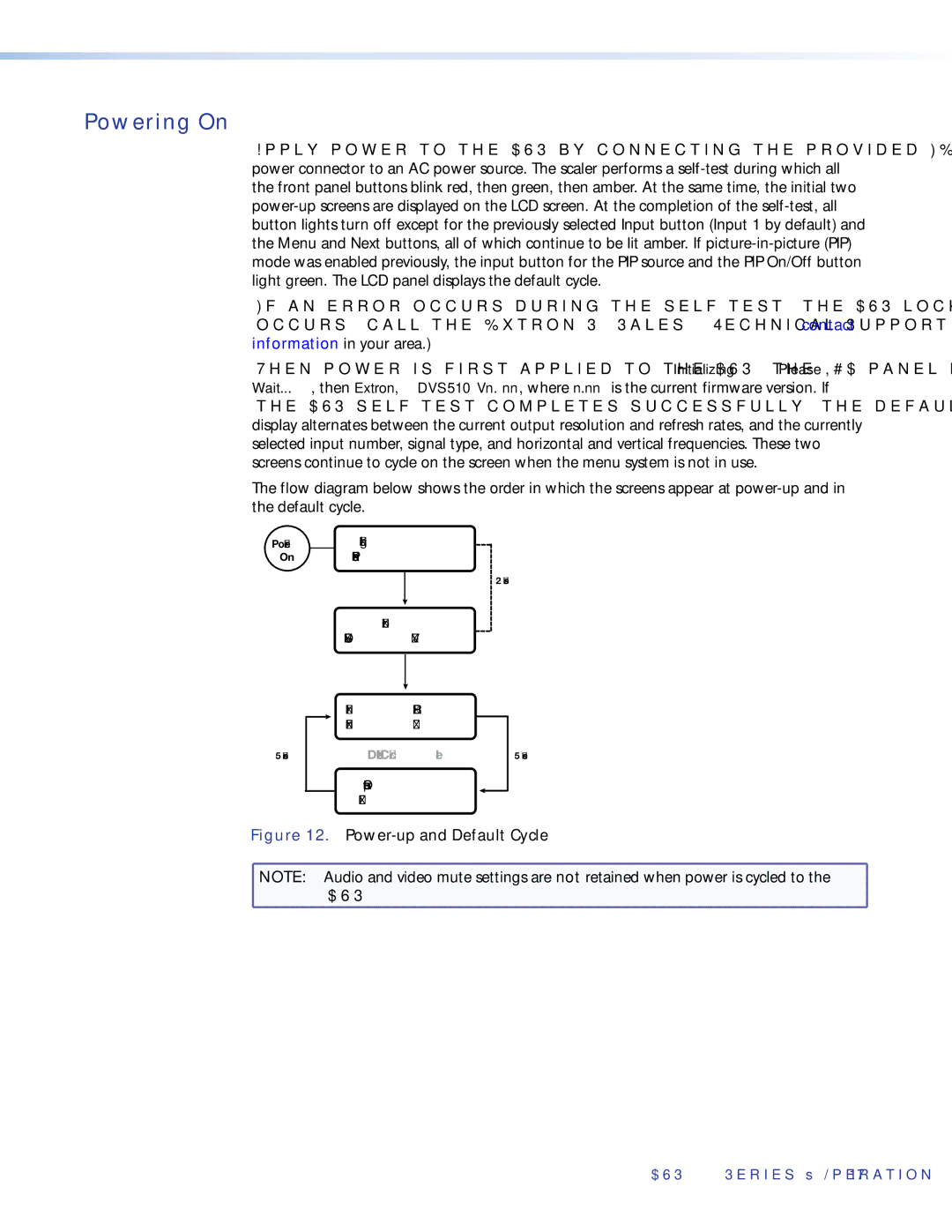 Extron electronic DVS 510 SA manual Powering On, Power-up and Default Cycle 