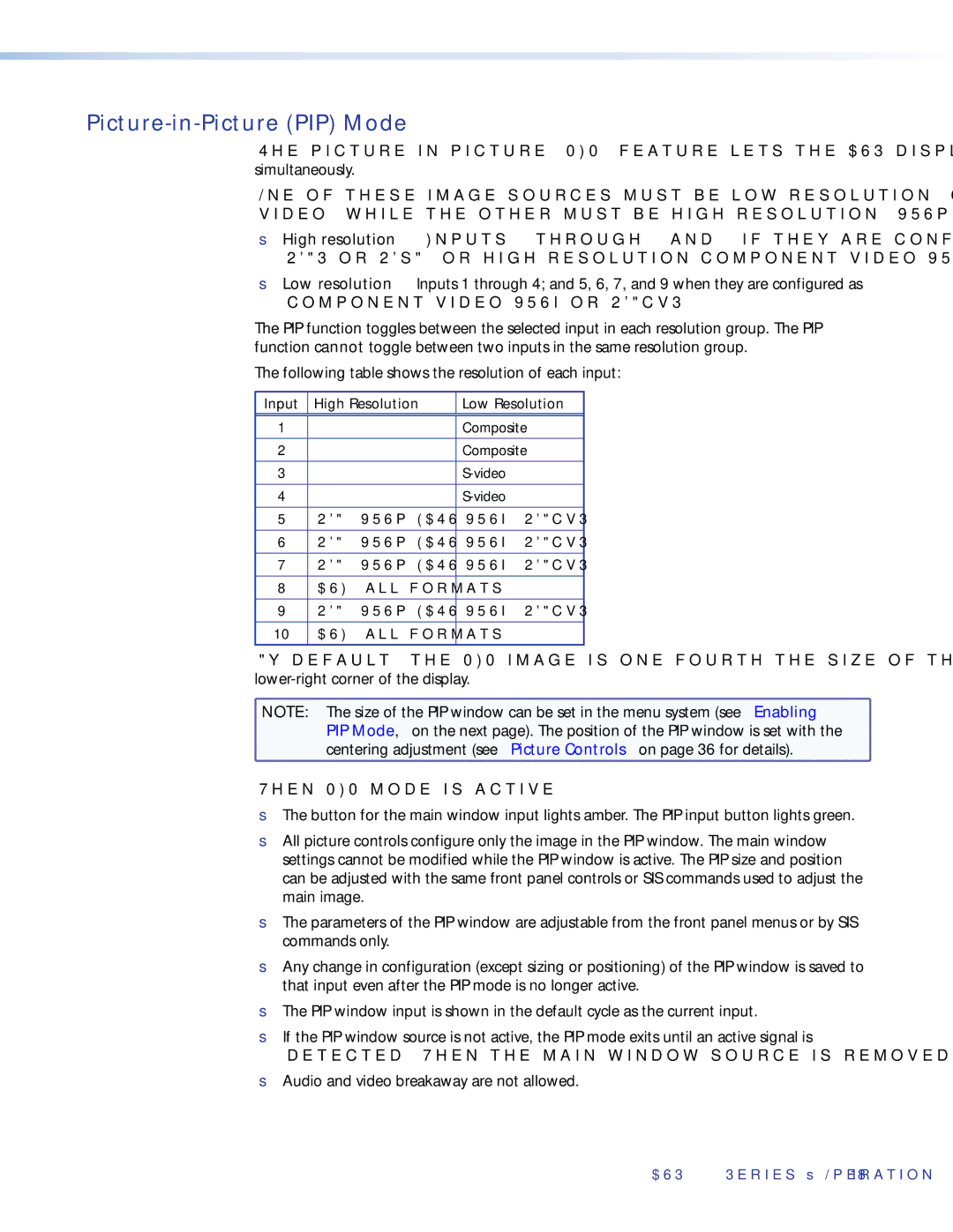 Extron electronic DVS 510 SA manual Picture-in-Picture PIP Mode, Audio and video breakaway are not allowed 