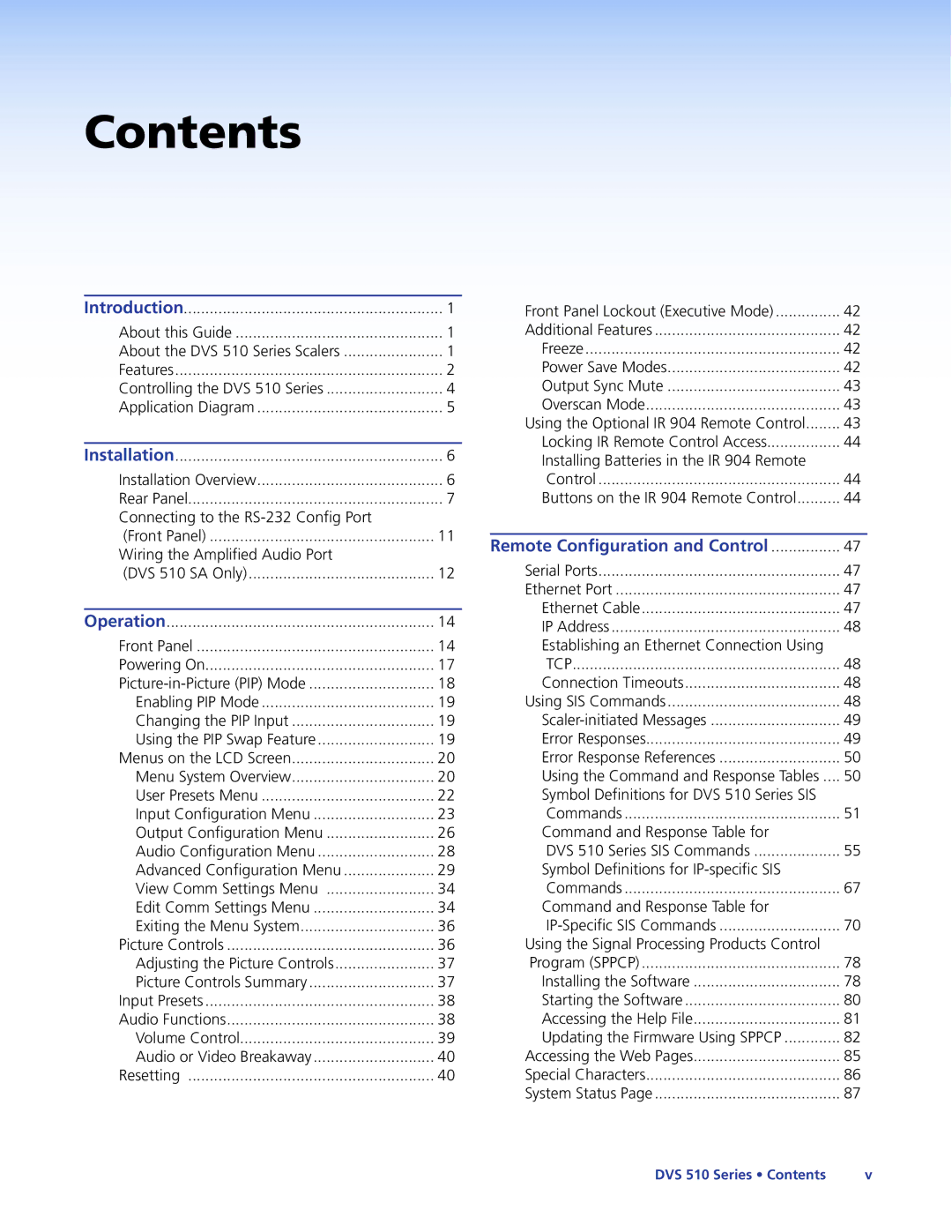 Extron electronic DVS 510 SA manual Contents 