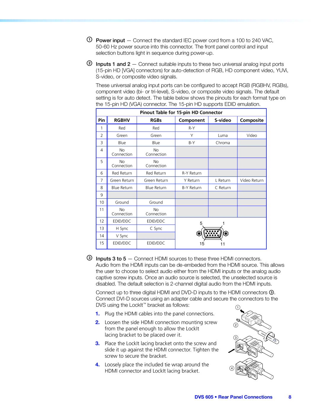 Extron electronic DVS 605 manual DVS using the LockIt bracket as follows 