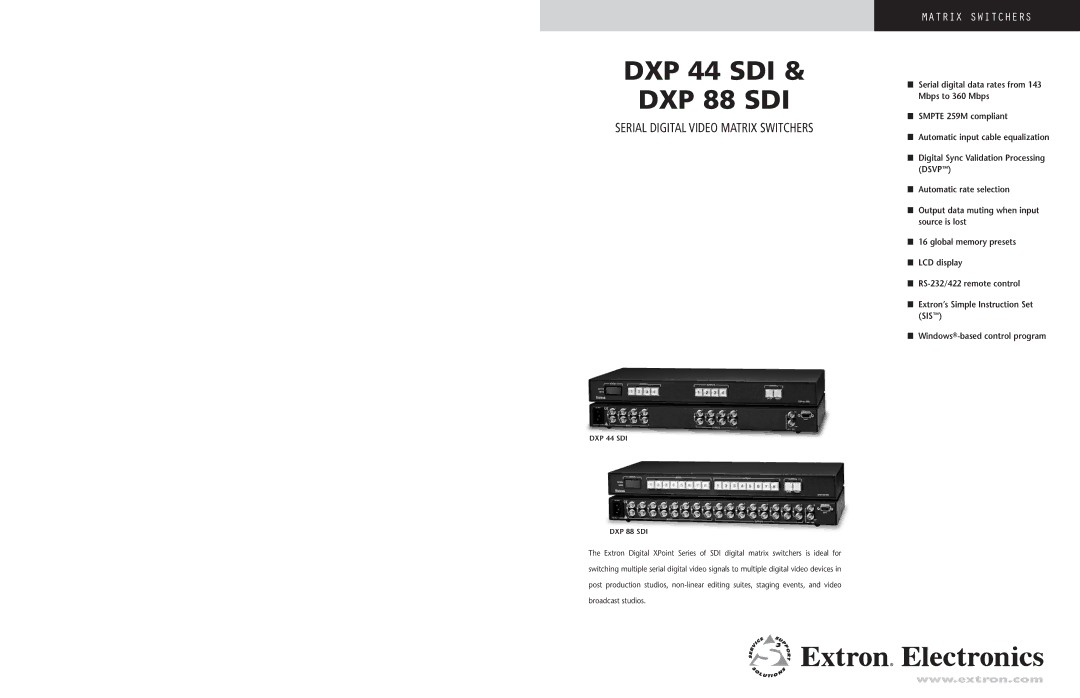 Extron electronic DXP 44 SDI manual DXP 88 SDI 