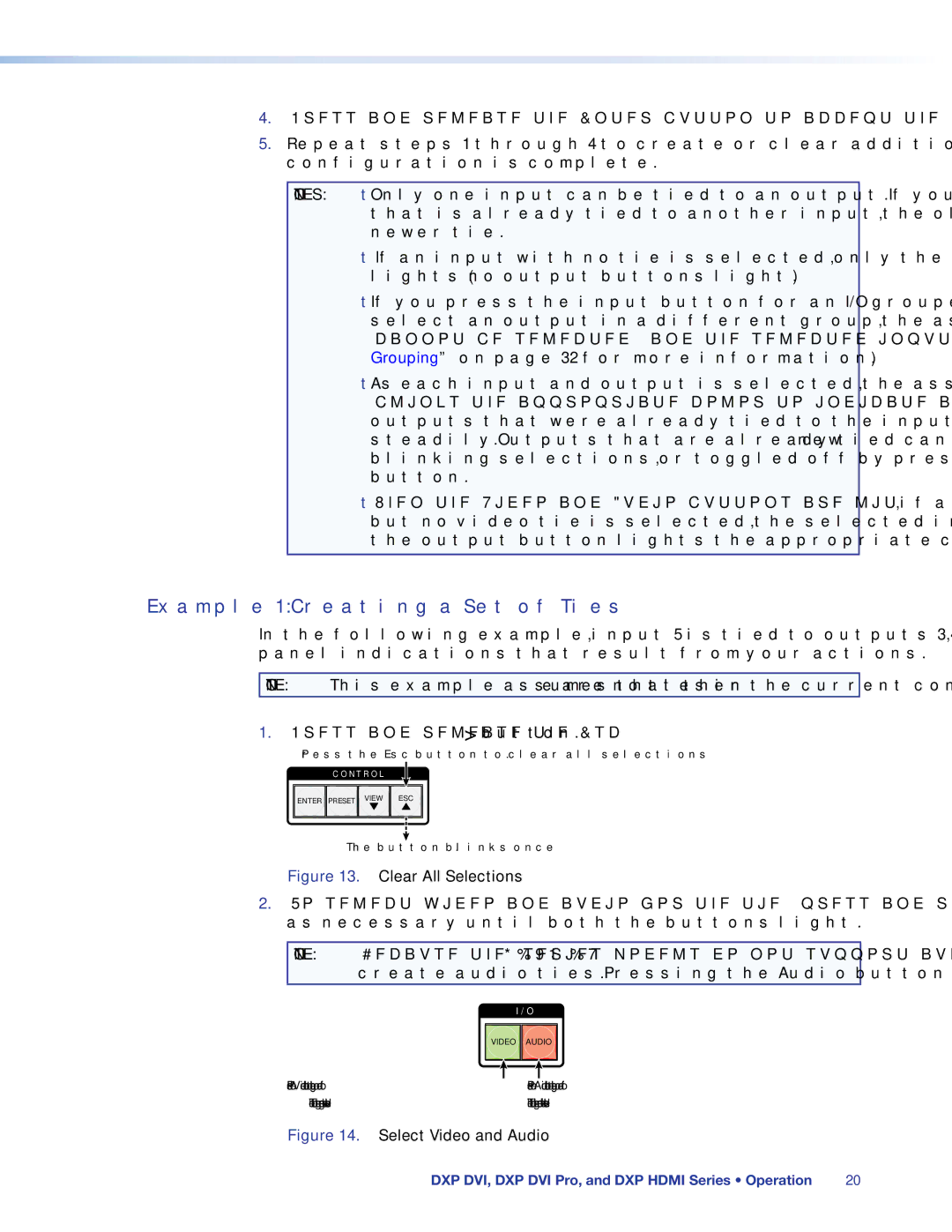 Extron electronic DXP DVI PRO manual Example 1 Creating a Set of Ties, Clear All Selections 