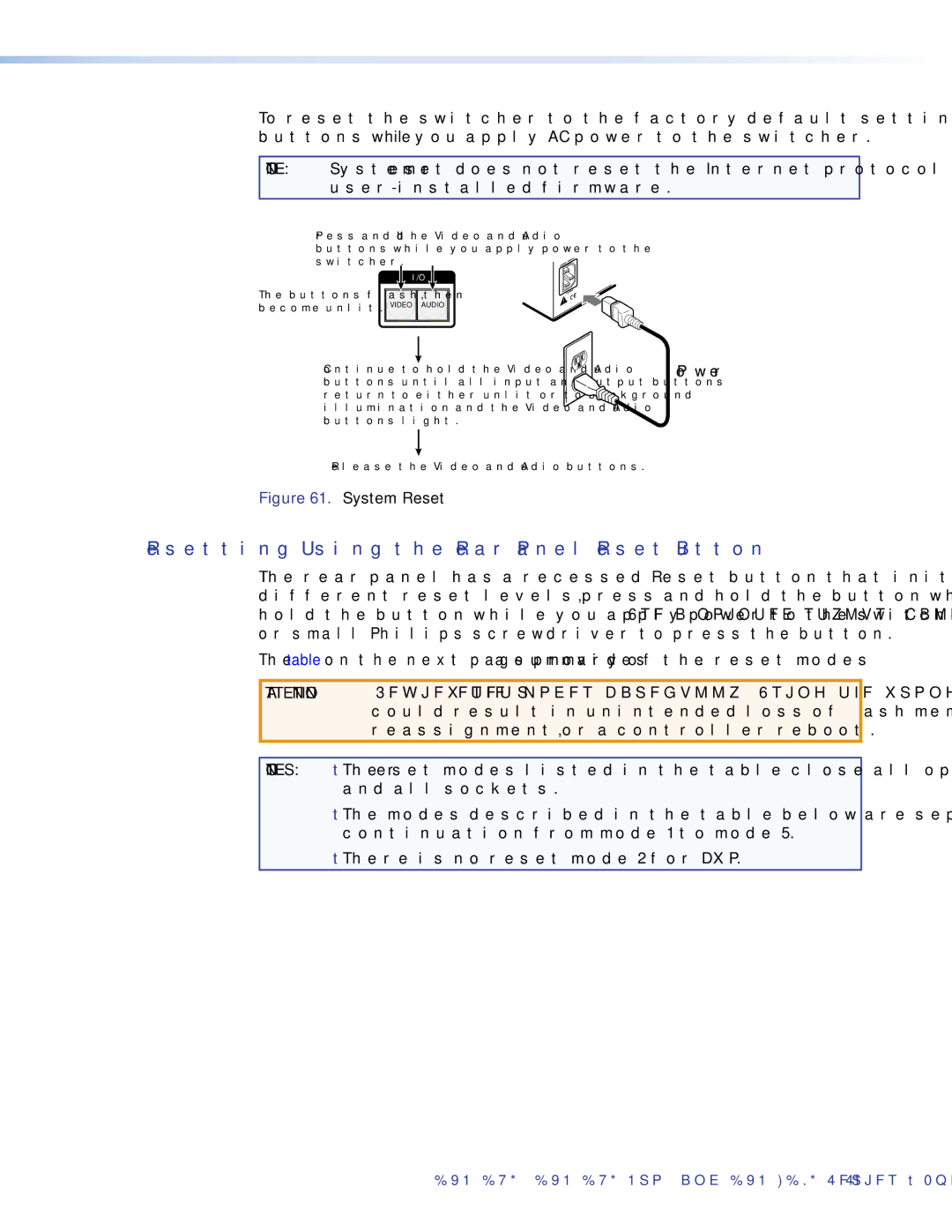 Extron electronic DXP DVI PRO manual Resetting Using the Rear Panel Reset Button, System Reset 