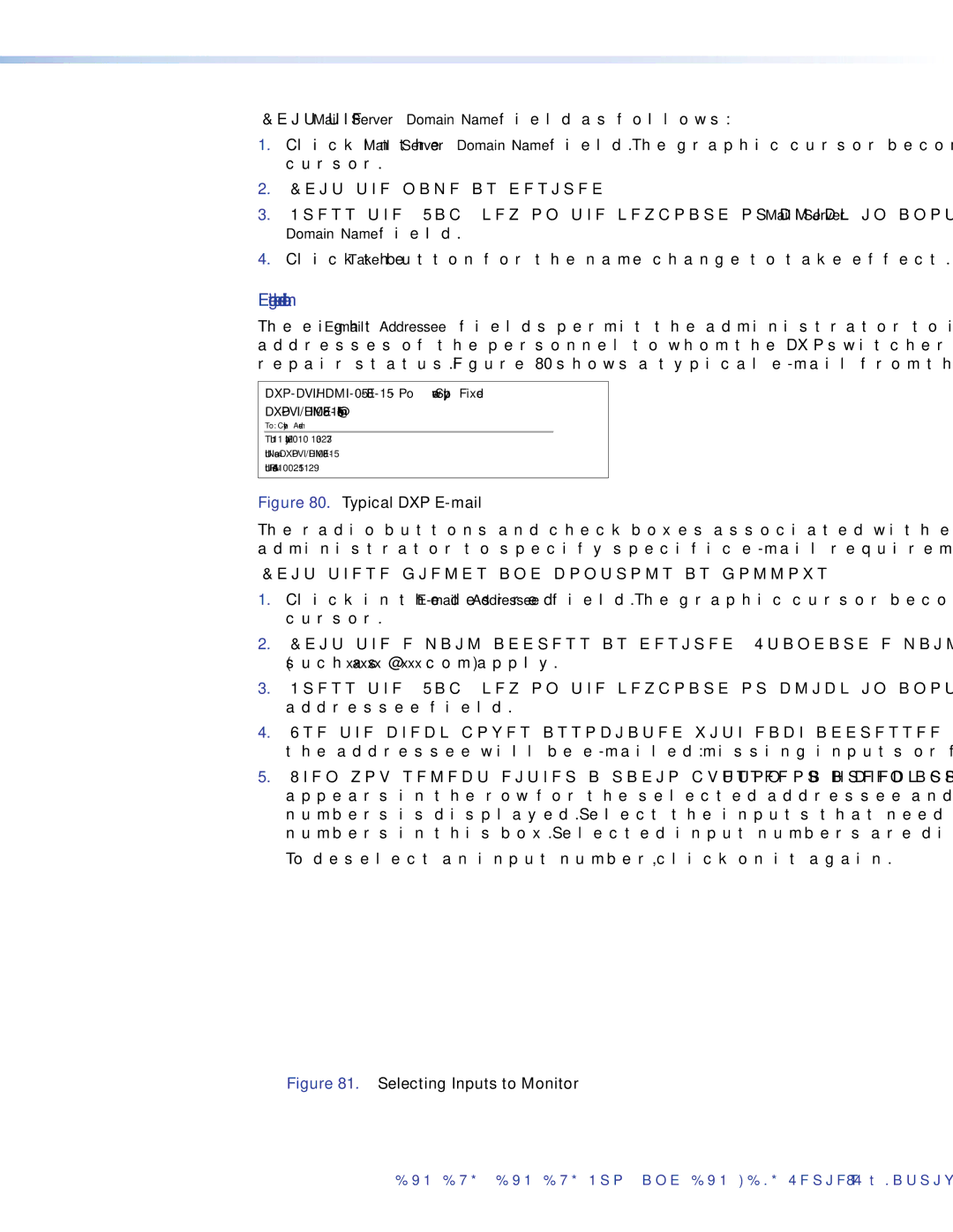 Extron electronic DXP DVI PRO manual Entering e-mail addressee information, Typical DXP E-mail 