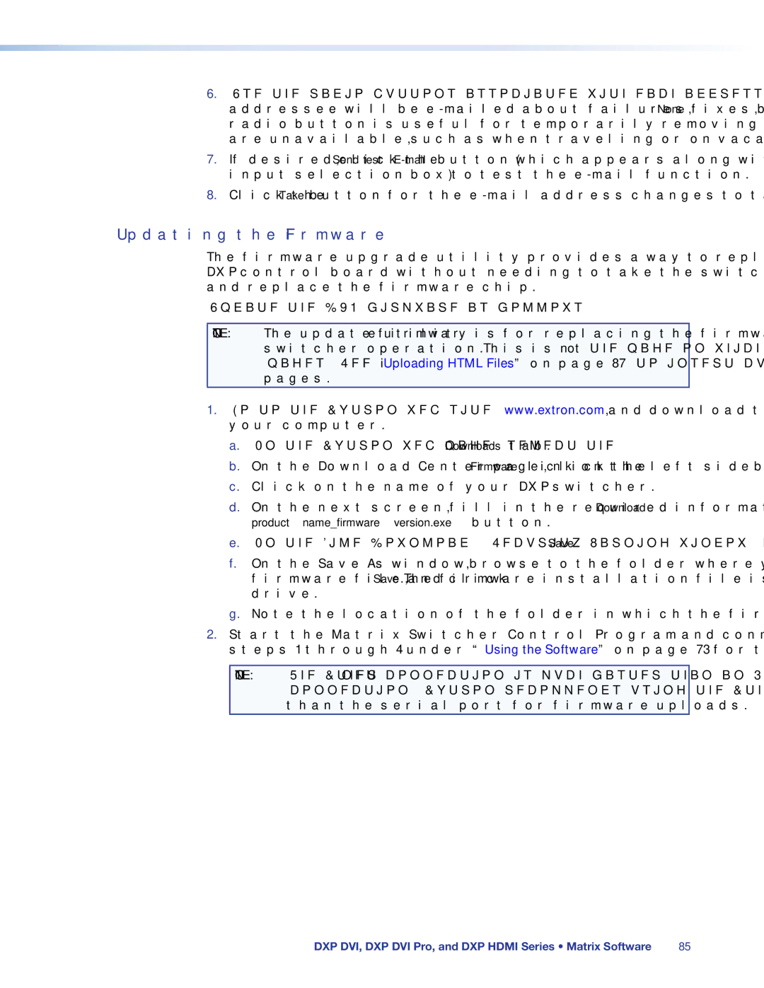 Extron electronic DXP DVI PRO manual Updating the Firmware 