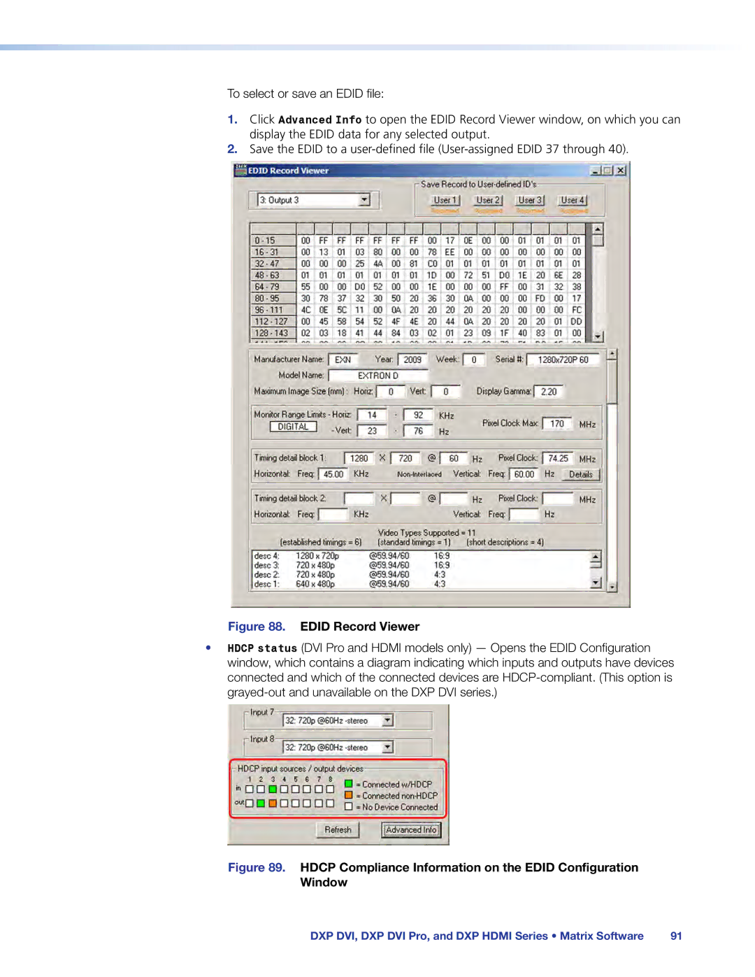 Extron electronic DXP DVI PRO manual Edid Record Viewer 