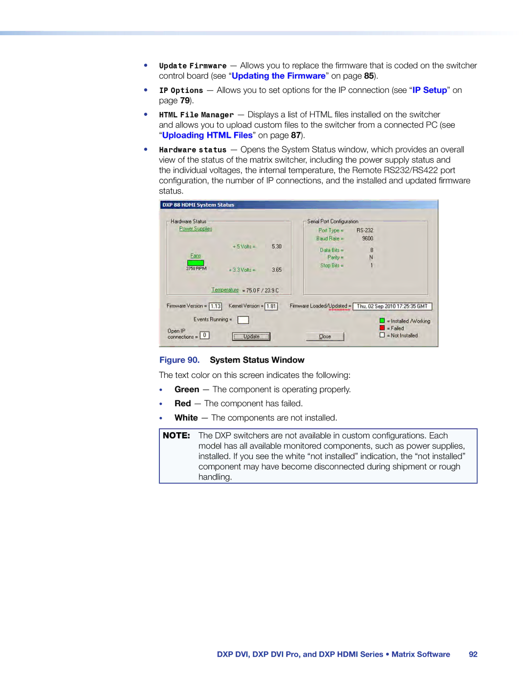 Extron electronic DXP DVI PRO manual Uploading Html Files on 