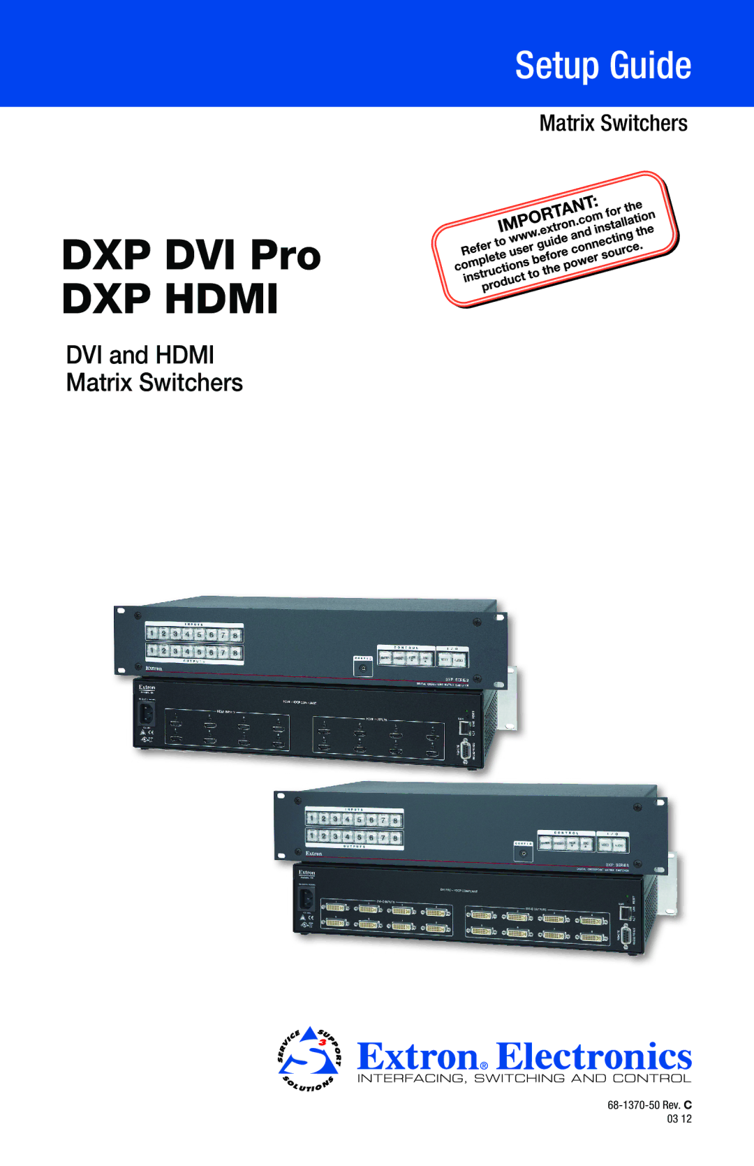 Extron electronic 68-1370-50 REV. C, DXP HDMI setup guide DXP Hdmi 