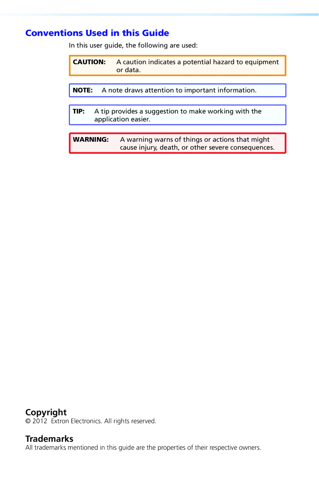 Extron electronic DXP HDMI, 68-1370-50 REV. C setup guide Conventions Used in this Guide 