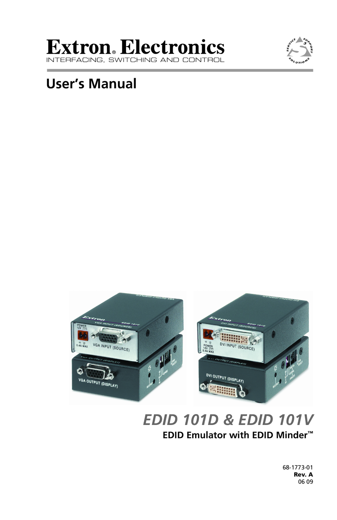 Extron electronic EDID 101D, EDID 101V user manual Edid 101D & Edid, Edid Emulator with Edid Minder 